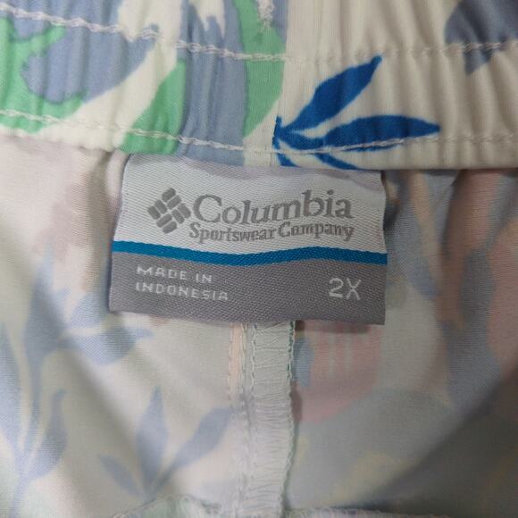 Columbia Bogata Bay Shorts Womens Plus 2X Tropical Print Stretch Omni Shield New - Picture 2 of 9